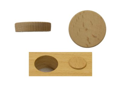 Artikel 116300- Querholz Plättchen zum Einleimen, sichtbare Fläche fertig geschliffen, mit kleiner Fase, 7 mm hoch, für 30 mm Ø Sackloch/Bohrung