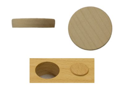 Artikel 116350- Querholz Plättchen zum Einleimen, sichtbare Fläche fertig geschliffen, mit kleiner Fase, 7 mm hoch, für 35 mm Ø Sackloch/Bohrung